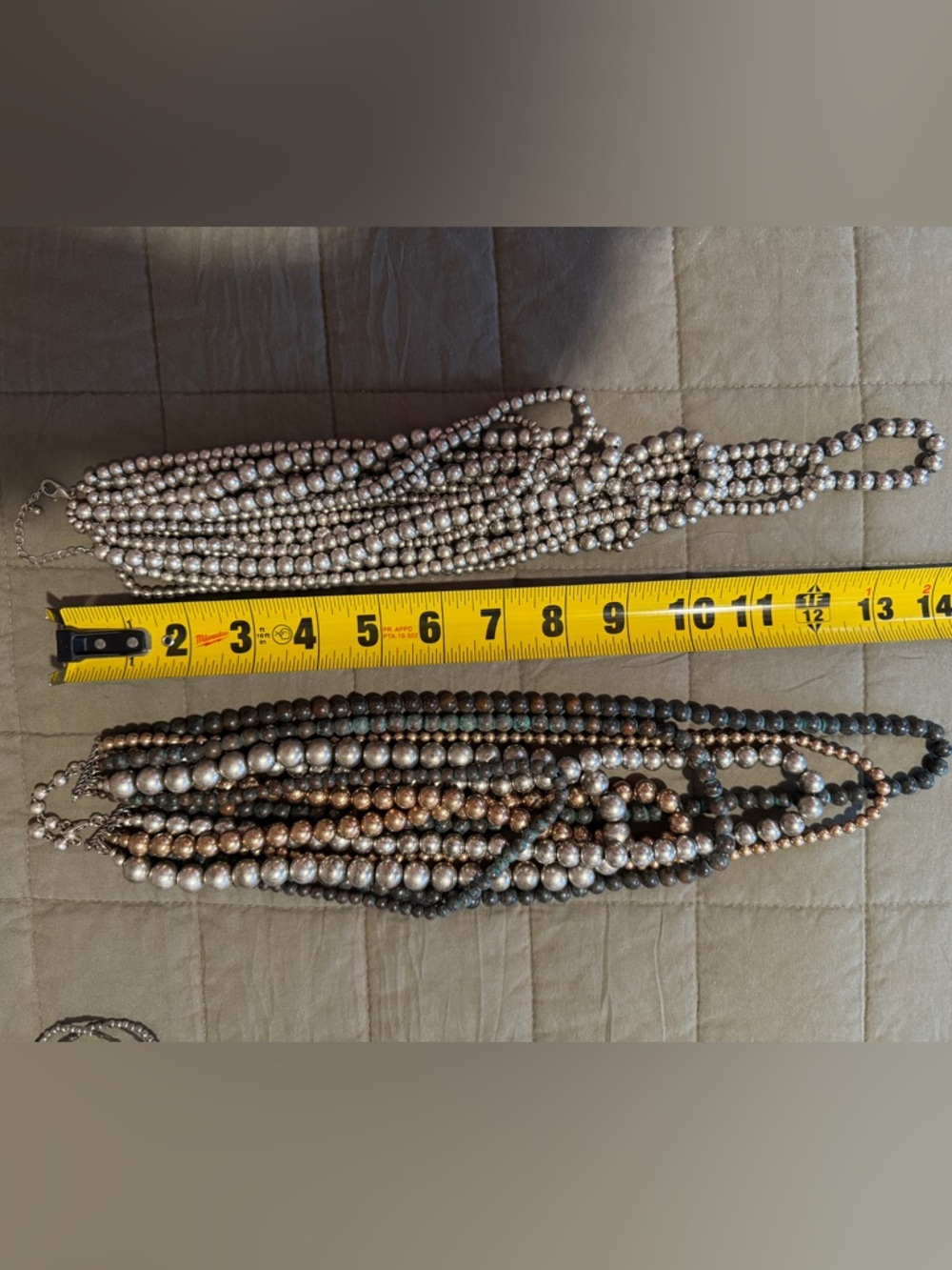 Multi-Strand Metallic Pearl Necklaces- Silver and Gunmetal